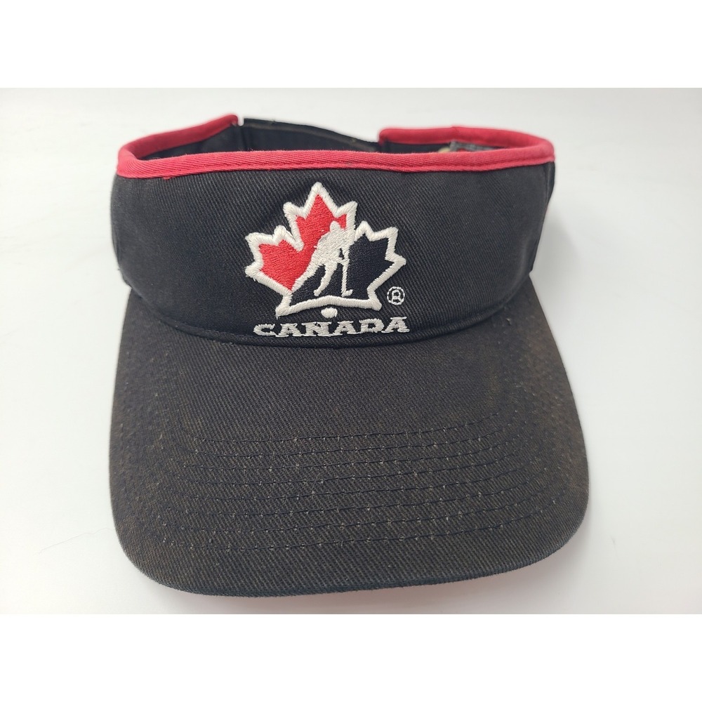 Vintage Canada National Hockey Team Nike Sun Golf Visor Adjustable Hat Cap Black